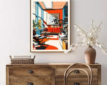 Mid-century Modern Illustration | Eames Lounge Chair | Retro