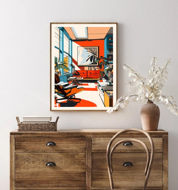 Mid-century Modern Illustration | Eames Lounge Chair | Retro