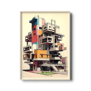 Le Corbusier Kunstwerk Druck | Moderne mid century Architektur | Le Corbusier Illustration | Modernist Architektur | architektonische Wandkunst
