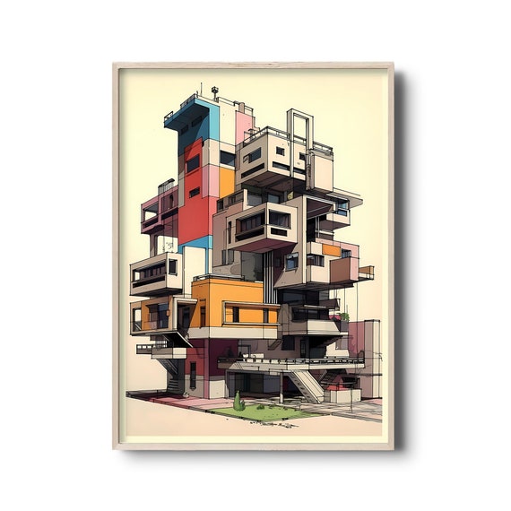 Le Corbusier Artwork Print | Modern Mid Century Architecture | Le