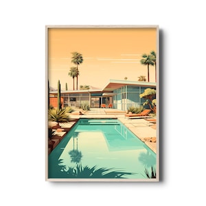California architecture print | Mid-Century modern architecture | Vintage | Pool art | Modernism | American architecture | modern wall art