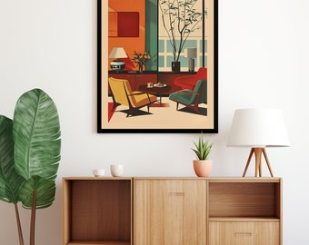 ヴィンテージミッドセンチュリーモダンアートプリント | モダン建築