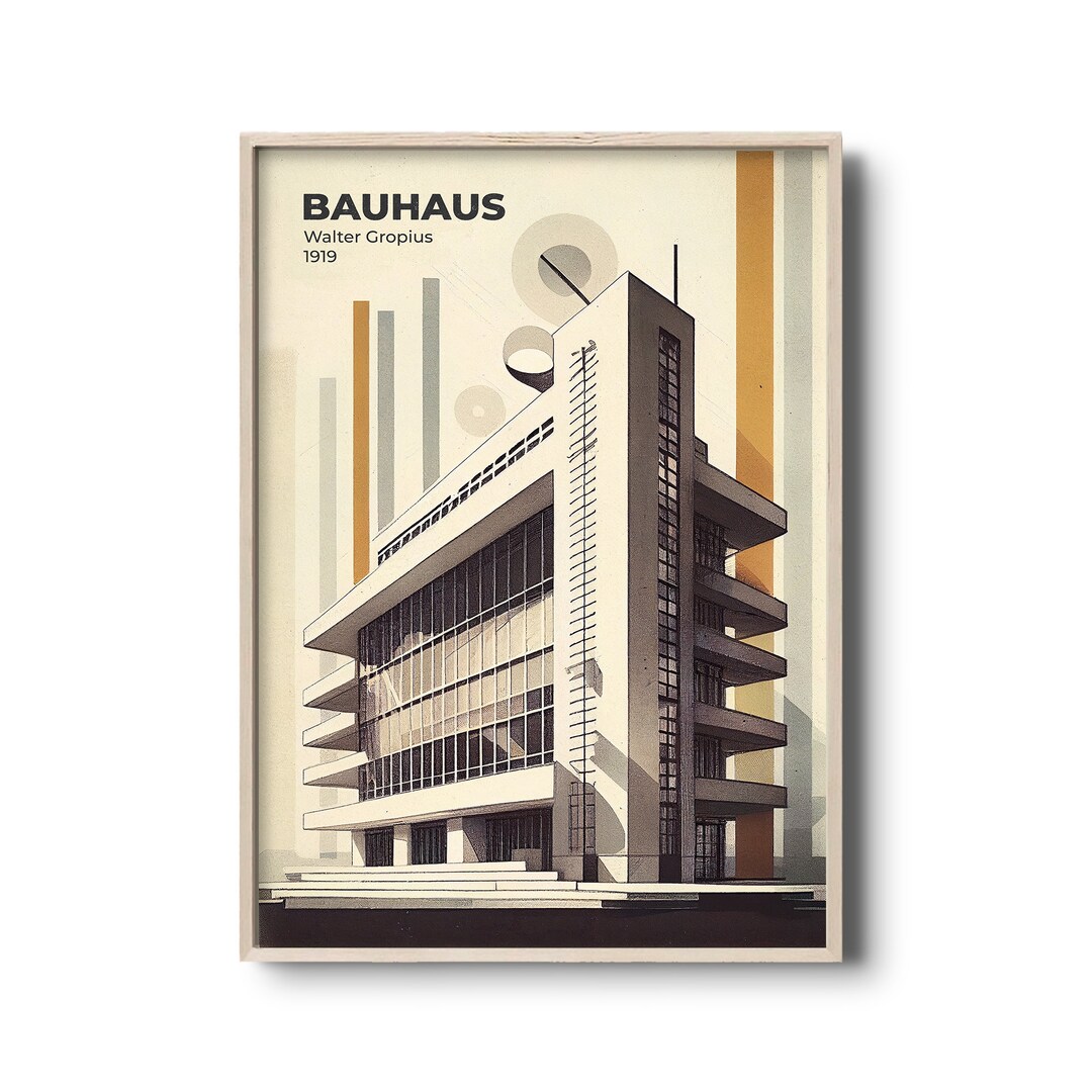 Vintage Architecture Poster Bauhaus Design Wall Art Retro Architecture ...