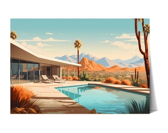 California wall art | Palm Springs | Mid century modern | Pool lifestyle | Vintage Palm Springs print | California desert landscape poster