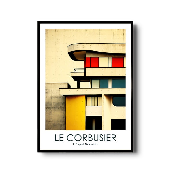 Le Corbusier poster | Art Nouveau print | Le Corbusier modern architecture | Vintage Le Corbusier illustration | Geometric wall art