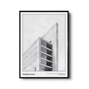 Modern Architecture Poster | Mies Van der Rohe Art Print | Modernism | Vintage architecture Wall Art | Vintage architectural Drawing