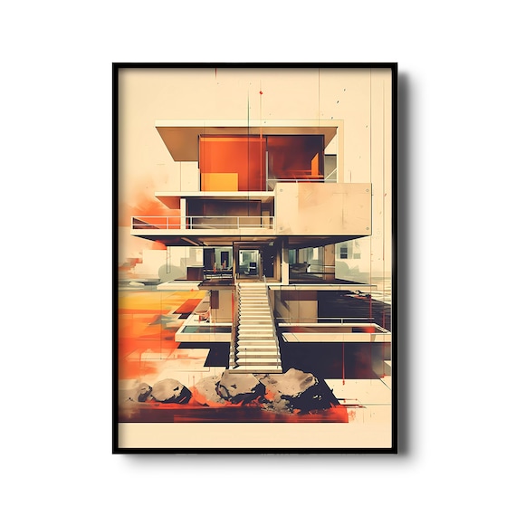 Mid Century Wall Art | Modern Architecture Print | Retro