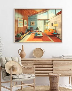 Classic 1950s Interior Art Print | Mid-century Modern Architecture