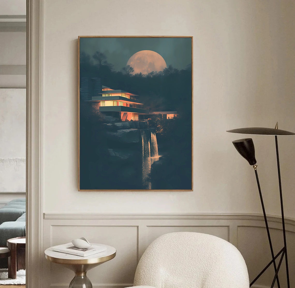 Fallingwater House Night Art Print | Frank Lloyd Wright | Pennsylvania ...