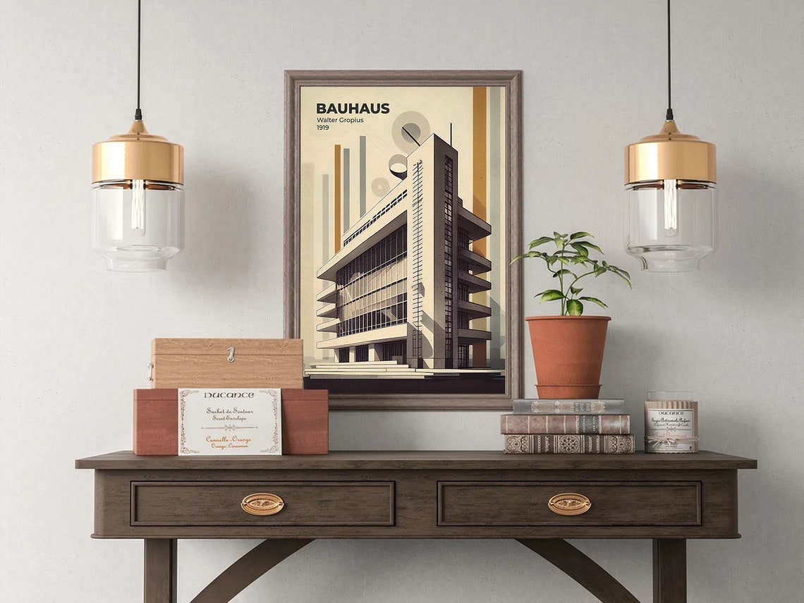Vintage Architecture Poster | Bauhaus Design Wall Art | Retro ...