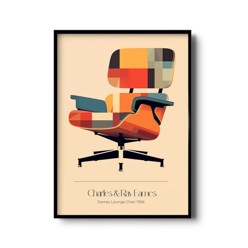 Eames Lounge Chair Print | Charles & Ray Eames Wall Art | Vintage