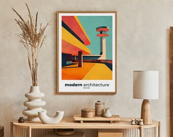 Modern Architecture Exhibition Poster | Retro Modernist Art Print