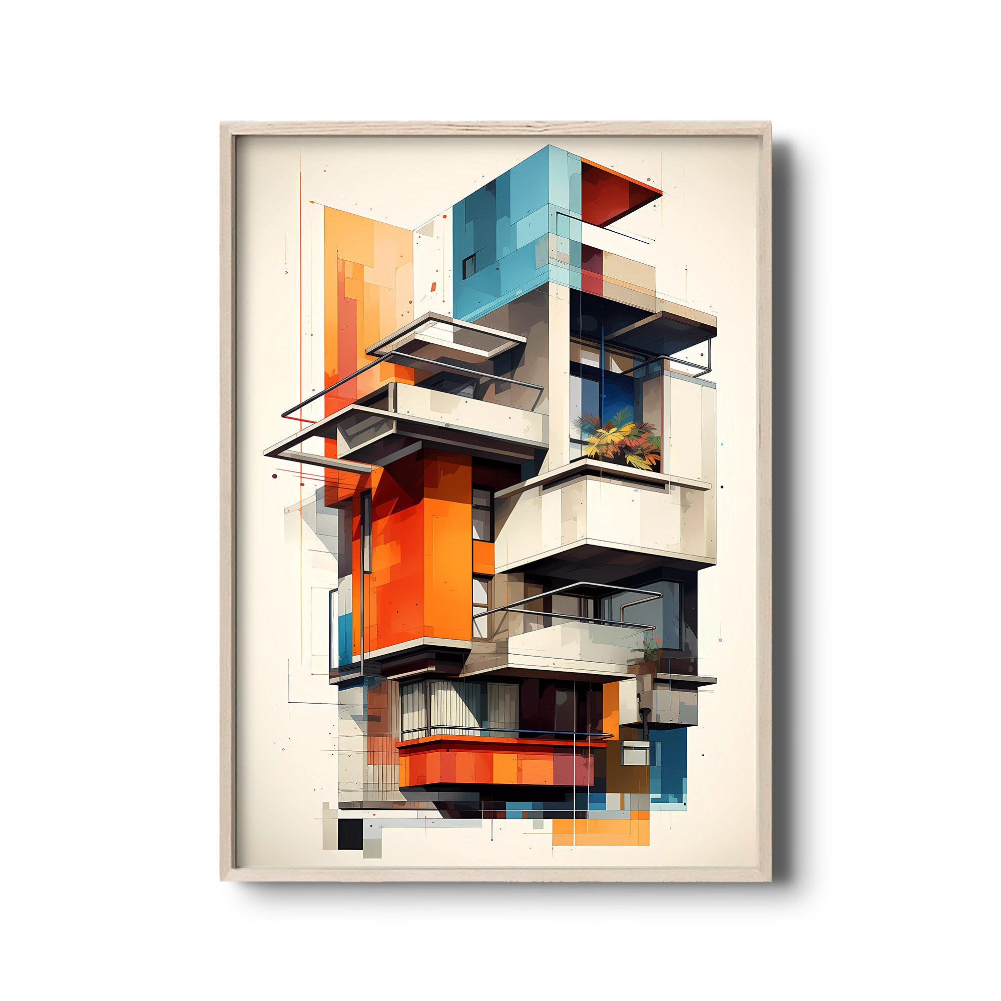 Moderne Architektur Poster | Architektur Illustration Wand Kunst | Mid Century Modernismus Poster | Vintage Wandkunst Druck