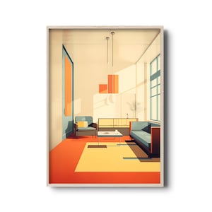 Bauhaus interior illustration | Walter Gropius inspired wall art | Vintage interior decor | Bauhaus architecture print | Bauhaus Poster