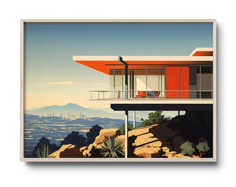 Los Angeles Stilt House Print | Hollywood Hillside Hanging