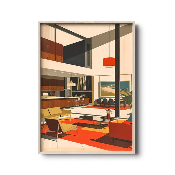 Mid Century Modern Art Print | Modern Architecture Interior