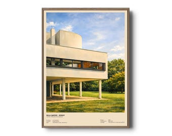 Villa Savoye-tryck – Le Corbusiers arkitekturposter, modernistisk byggnadsväggkonst, dekor i mitten av århundradet