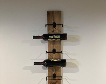 6 Bottle Wall Wine Rack: Modern Wall Mounted Wood Wine Bottle Holder and Display & Housewarming Gift