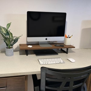 Computer Monitor Stand For iMac or PC | Premium Oak Single or Dual Desk Computer Shelf | Single & Dual Monitor Riser