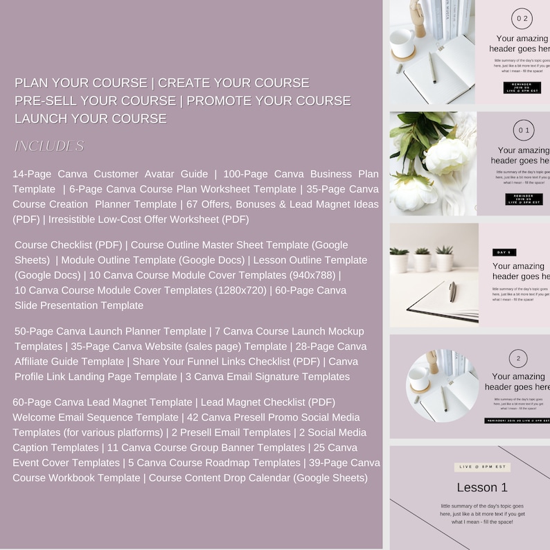 Complete Course Creator Bundle | Canva & Google Templates for Online ...