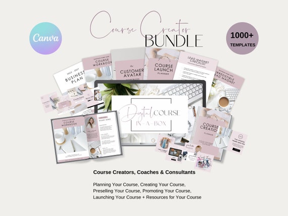 Complete Course Creator Bundle | Canva & Google Templates for Online Course Planning, Creation, Launch, Marketing Templates | Printable PDFs