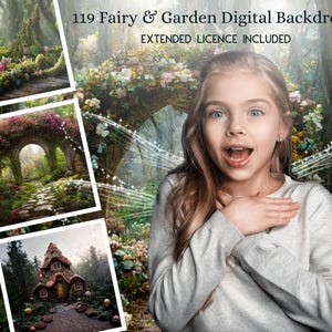 119 Fairy and Garden Digital CG Backdrops, Garden Arch Backgrounds, Fairy Background, Fairytale Mega Bundle, Storybook Mushroom, Forest Path