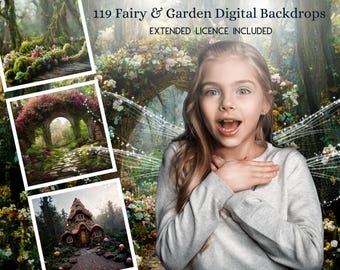 119 Fairy and Garden Digital CG Backdrops, Garden Arch Backgrounds, Fairy Background, Fairytale Mega Bundle, Storybook Mushroom, Forest Path