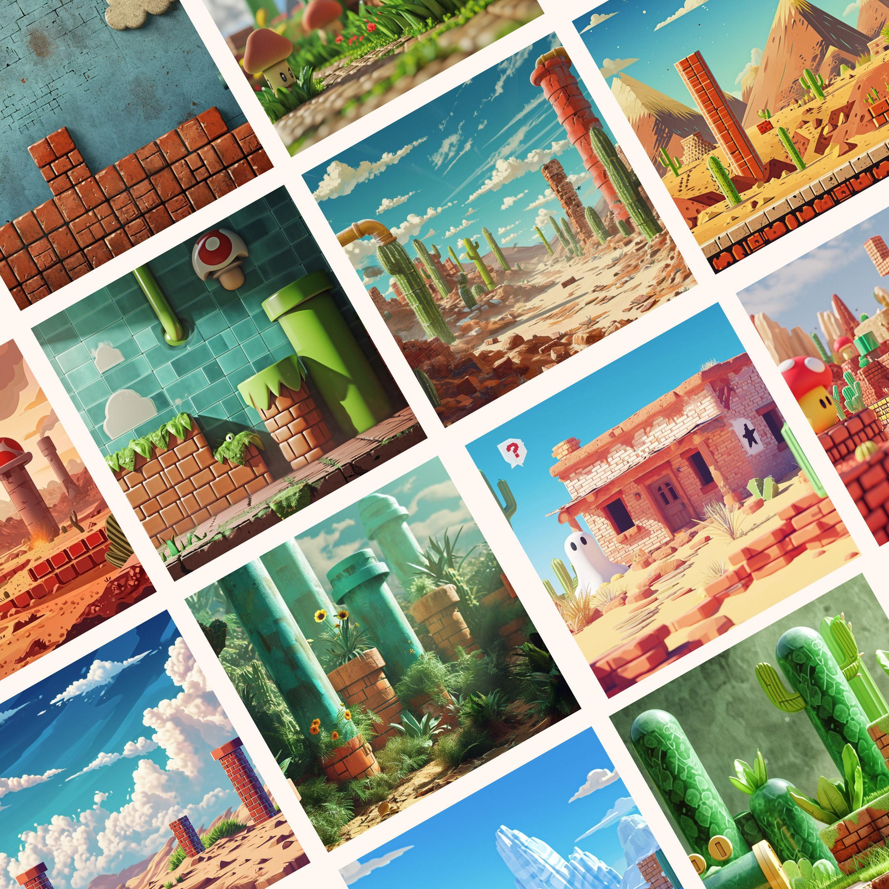 132 Super Video Game Inspired CG Digital Backdrops, Gamer, Mario ...