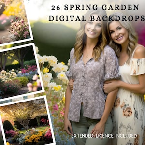 26 jardins de primavera vibrantes, fundos digitais de flores de primavera, árvores, fundo de jardim de flores, mega pacote, download digital, estoque de fotos