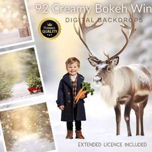 92 toiles de fond numériques Premium Creamy Dreamy Snowy CG, rennes, arches de neige, toile de fond de Noël, carte personnalisée, Instagram, TikTok, photo pour animaux de compagnie