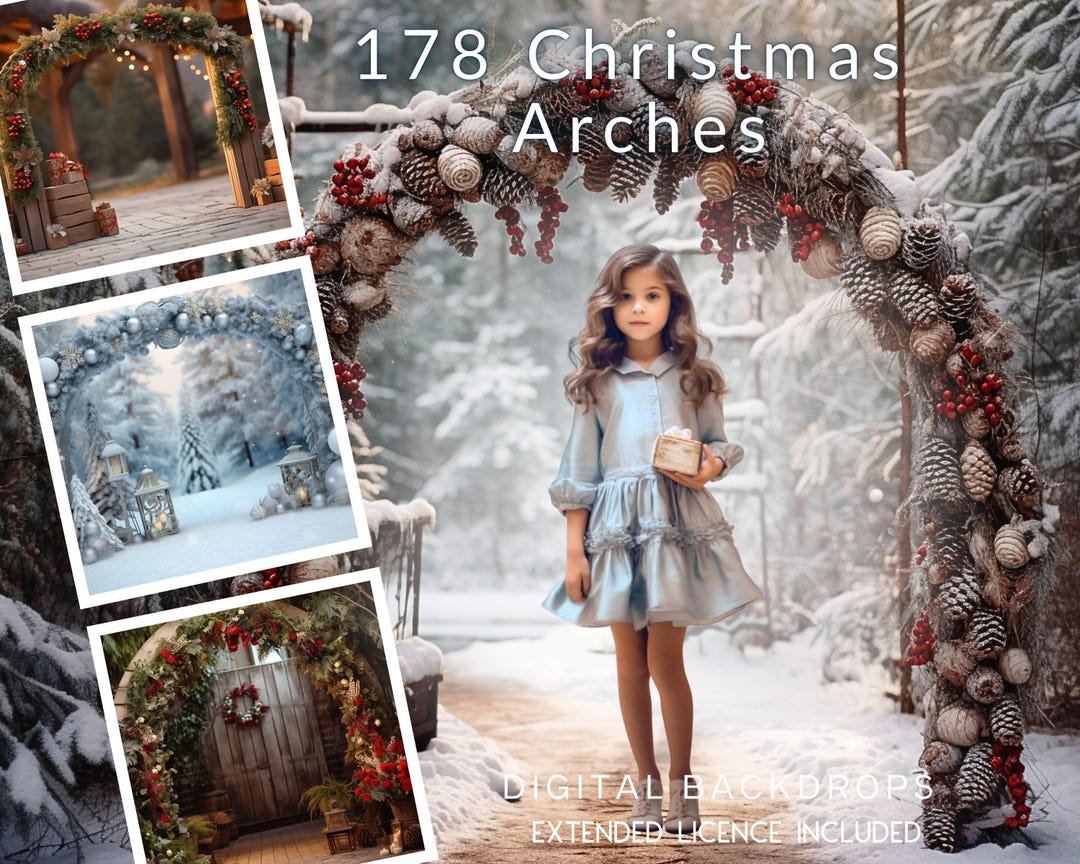 178 Christmas Arch CG Digital Backdrops, Christmas Stock, Winter ...