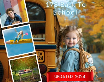 178 Back To School Digital Backdrops, Busses, Vintage Classes, Apple Orchards, Graduation, Books, Lockers, Backgrounds, Composite, Kids