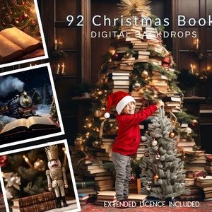 92 kerstboek CG digitale achtergronden, boekliefhebbervakantie, vintage winterverhalen, digitale wenskaart, Instagram, TikTok, aangepaste foto