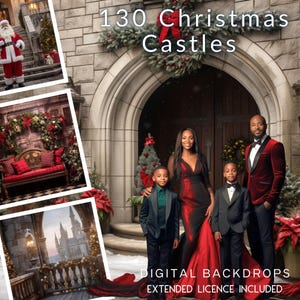 130 Christmas Castle CG Digital Backdrops, Castle stock, Winter Palace, Palace Interior, Christmas Tree, Reindeer, Santa, TikTok, Instagram