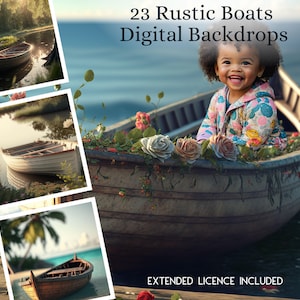 23 Beautiful Rustic Boats Digital CG Backdrops, Boat Backgrounds, Boat Stock, Mega Bundle, Digital Download, Printable, Commercial, Pirate