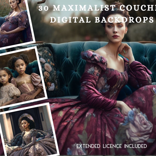 30 Maximalist Velvet Couch Outdoor Backdrops, Sofa Backgrounds, Gothic Aesthetic Background, Photography Mega Bundle, Gardens, Maternity