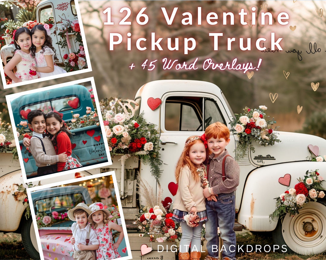 126 Valentine Pickup Truck CG Digital Backdrops, Valentine Boho, Truck ...