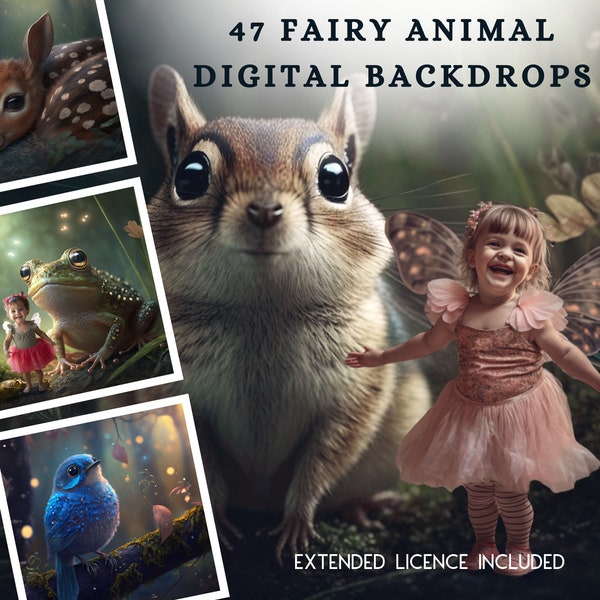 47 Fairy Animal Digital CG Backdrops, Fairy Woodland Animal Backgrounds, Fairy Background, Fairytale Mega Bundle, Princess, Enchanted, Pixie