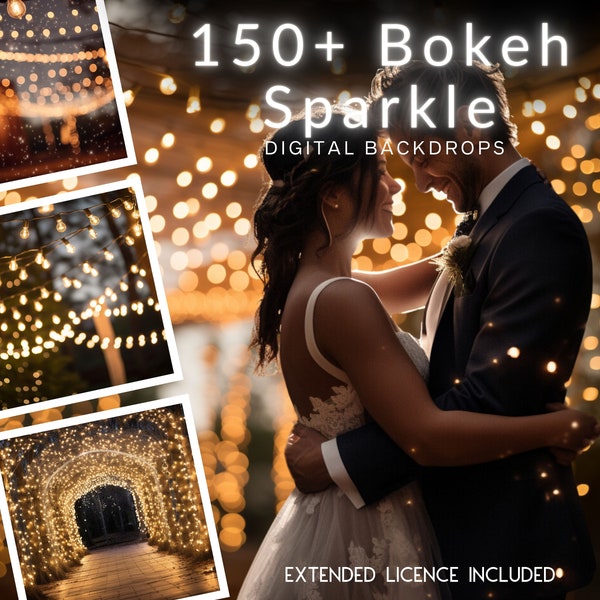 150 Bokeh Party Sparkles CG Digital Backdrops, Arch and Forest Backgrounds, Glitter digital images, composite photography, Tiktok, Instagram