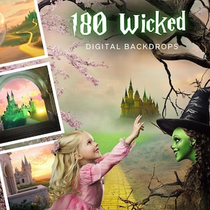 180 Wicked CG Digital Backdrops, Good Witch and Bad Witch Background, Enchanted Forest Digital, Yellow Brick Road, Fantasy Oz Composite