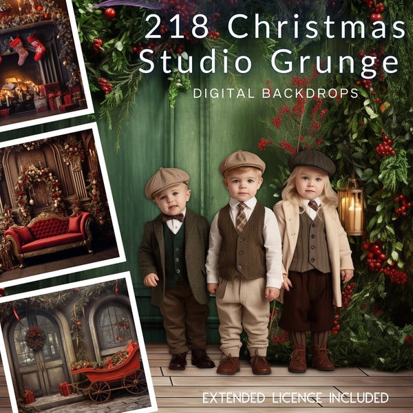 218 Studio Christmas Grunge CG Digitale achtergronden, donkere en humeurige kerst, studioachtergronden, aangepaste kaart, gepersonaliseerde voorraad, TikTok