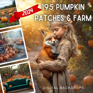 195 fondos digitales de granja de calabazas para fotógrafos, álbumes de recortes, redes sociales, puesta de sol, bokeh, primer plano, ambiente otoñal, composición