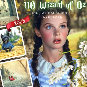 110+ sfondi CG del Mago di Oz, sfondi da favola, Over the Rainbow, Dorothy, Toto, Tornado, Midwest, Mega-Pack, ritagli di carta digitale