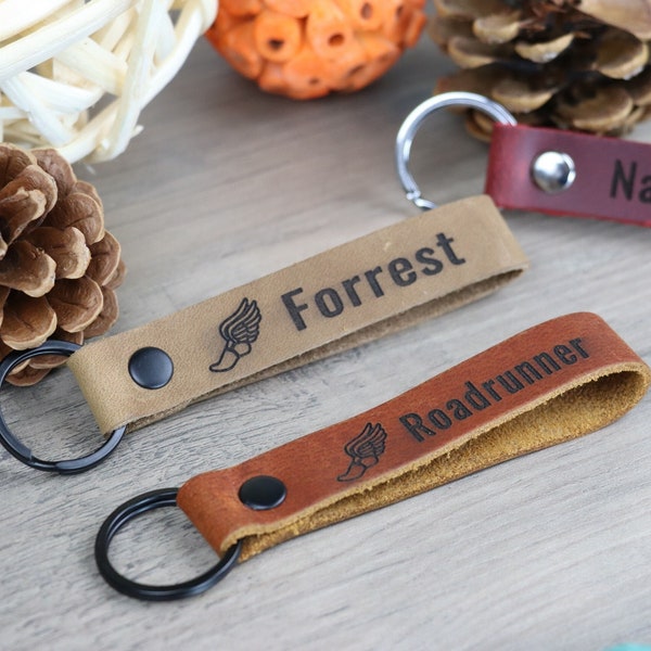 Track & Field Personalized Keychain / Keyring / Bag Tag / Name Tag - Genuine Leather
