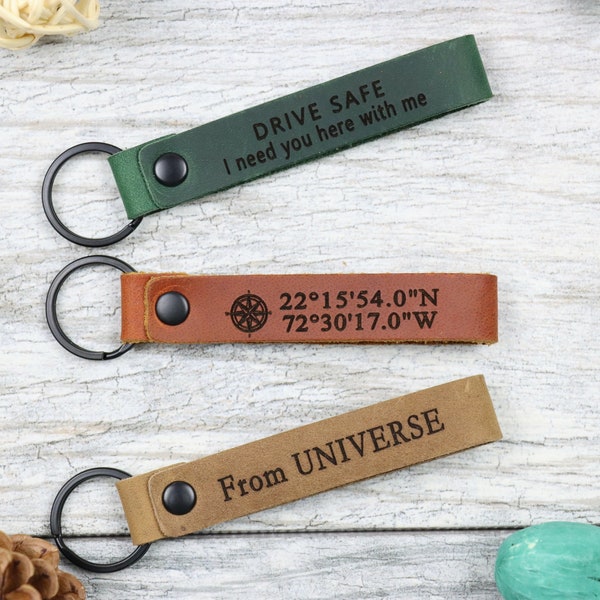 Drive Safe I Love You Customizable Initial Hand Stamped Light Weight Leather Travel key chain Best Friend/Boyfriend/Girlfriend / Nurse