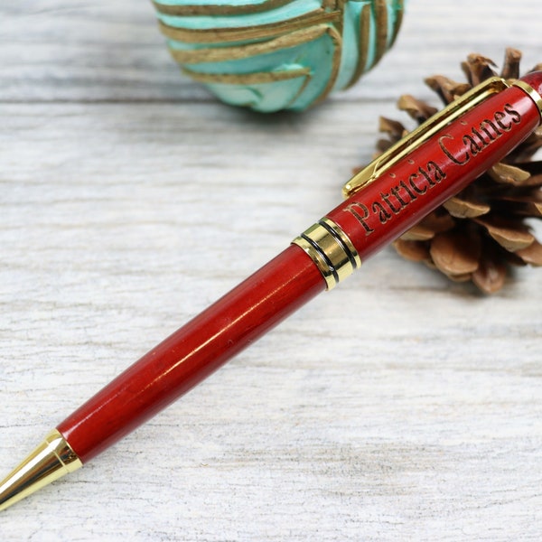 PERSONALIZED NATURAL Wood Pen, Engraved Wooden Pens, Custom Bamboo, Maple, Rosewood Pen