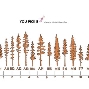 YOU PICK 5 - Tree / Evergreen / Pine Bundle (build your own forest) - Stained Glass Copper Foil Overlay