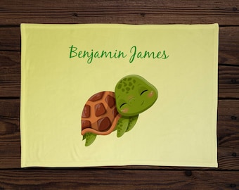 Hawaiian Baby Honu Baby Blanket, Gender Neutral Personalized Baby Blanket, Personalized Baby Blanket