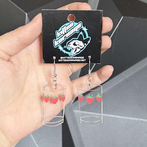 Acrylic Anime Glass Strawberry Cup Nana Earrings