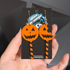 Acrylic Jack O Lantern Lollipop Popsicle Halloween Candy Pumpkin Earrings